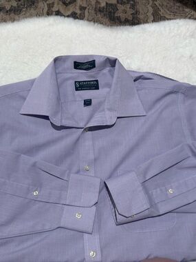 Stafford Men's Light Purple Micro-Check Dress Shirt
